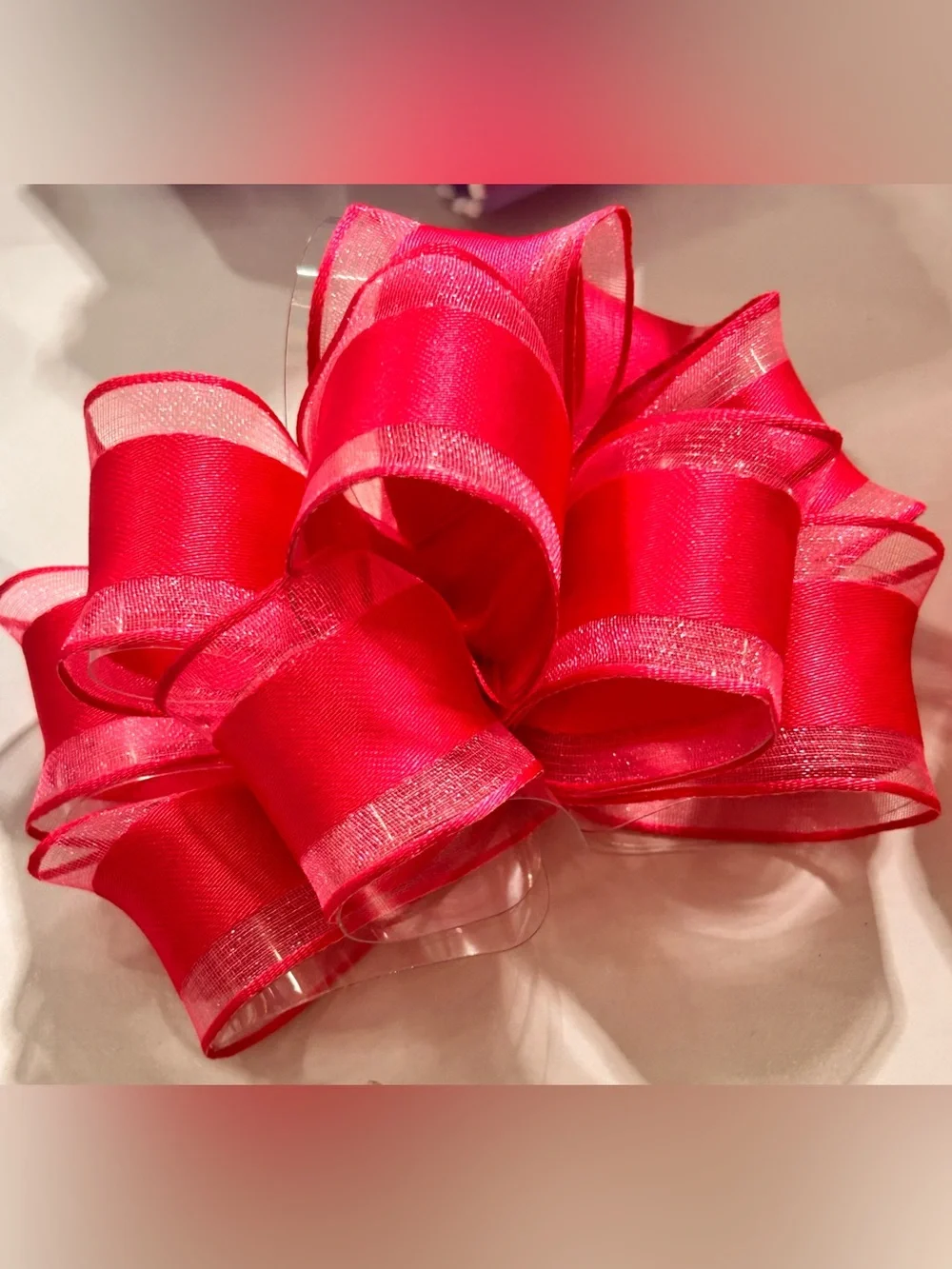 Kirkland Signature Wire-Edged Ribbon Bright Dark Pink 50 yd, 1.5 inches New
